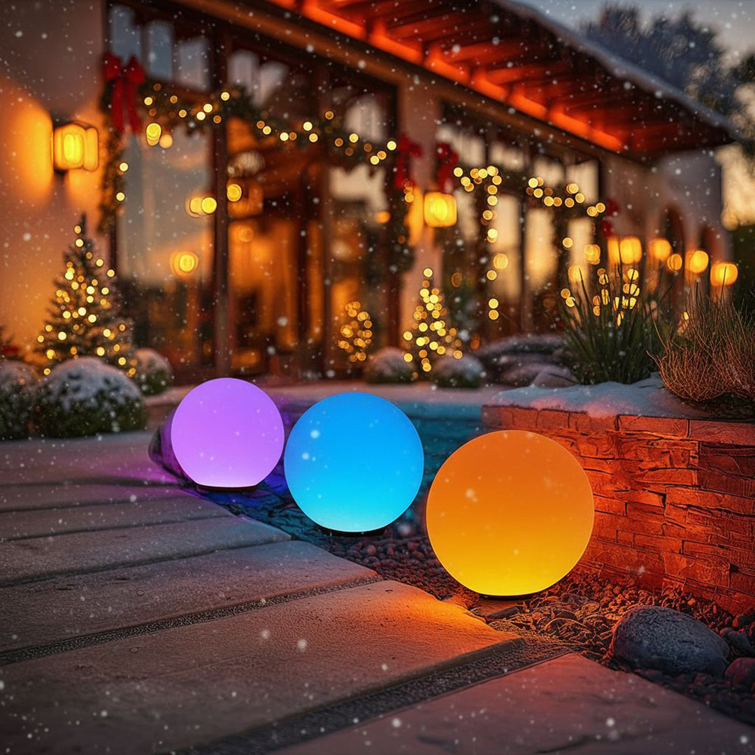 Solárna lampa GreenBlue, voľne stojaca, záhradná, guľa 25x25x58cm, RGB LED, GB165