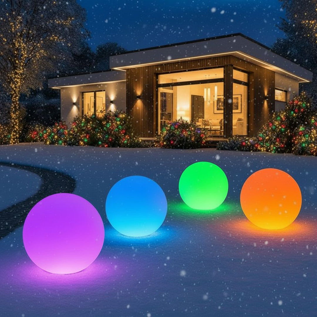 Solárna lampa GreenBlue, voľne stojaca, záhradná, guľa 25x25x58cm, RGB LED, GB165