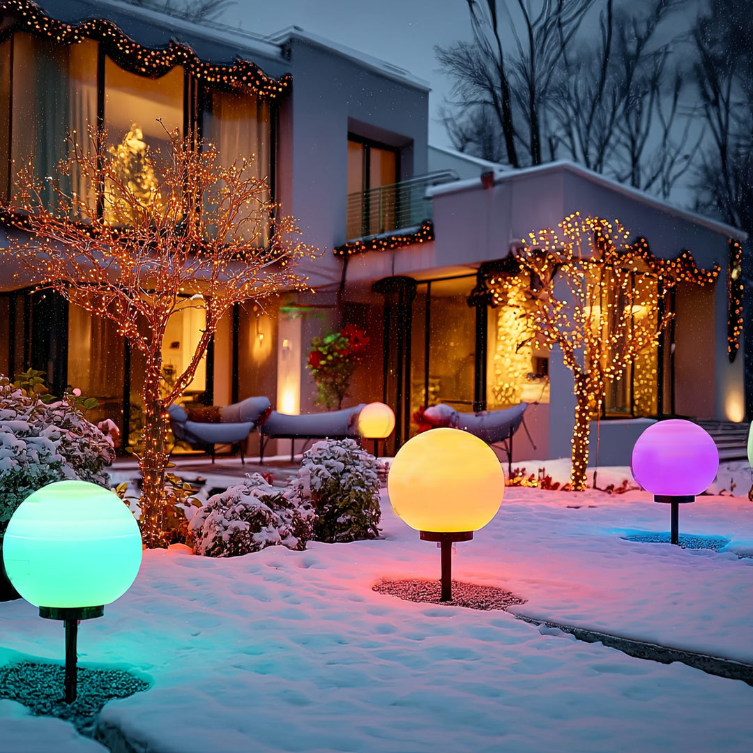 Solárna lampa GreenBlue, voľne stojaca, záhradná, guľa 25x25x58cm, RGB LED, GB165