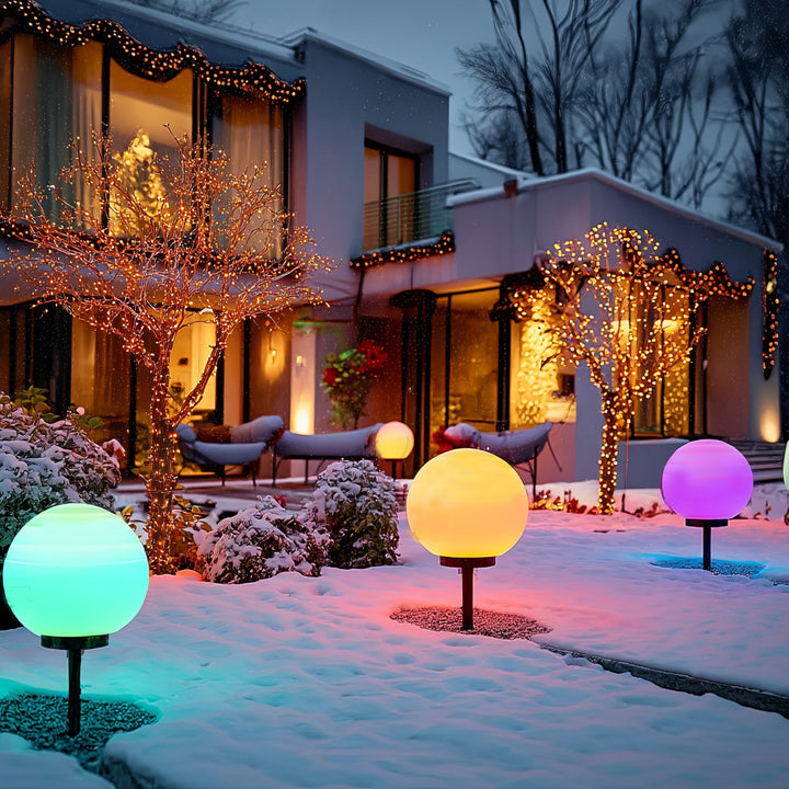 Solárna lampa GreenBlue, voľne stojaca, záhradná, guľa 25x25x58cm, RGB LED, GB165