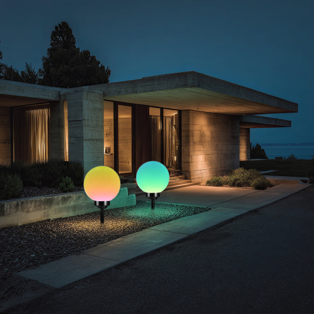 Záhradná solárna LED lampa voľne stojace GB167 30x30x63cm gule, plné farby LED
