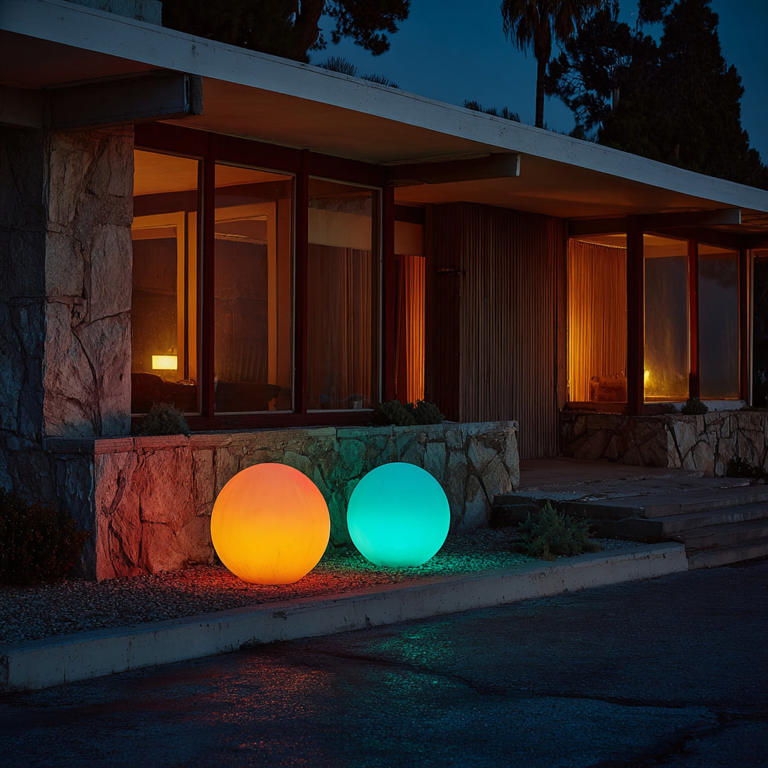 Záhradná solárna LED lampa voľne stojace GB167 30x30x63cm gule, plné farby LED
