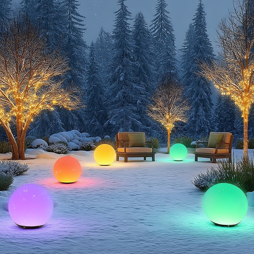 Záhradná solárna LED lampa voľne stojace GB167 30x30x63cm gule, plné farby LED
