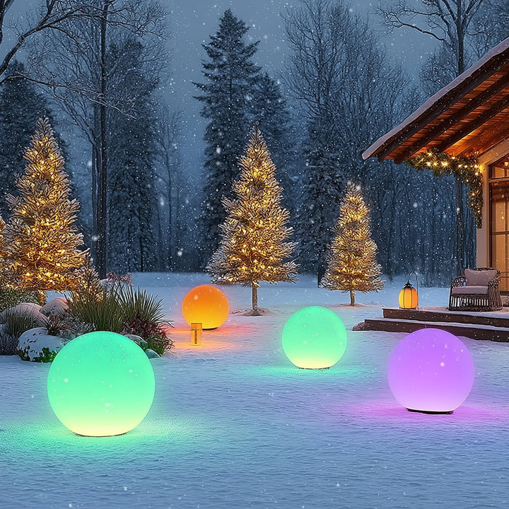 Záhradná solárna LED lampa voľne stojace GB167 30x30x63cm gule, plné farby LED