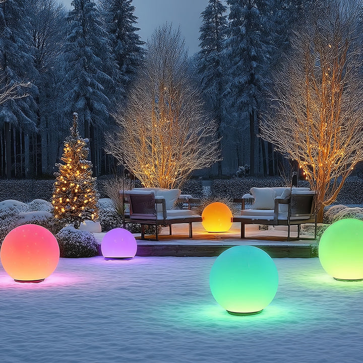 Záhradná solárna LED lampa voľne stojace GB167 30x30x63cm gule, plné farby LED