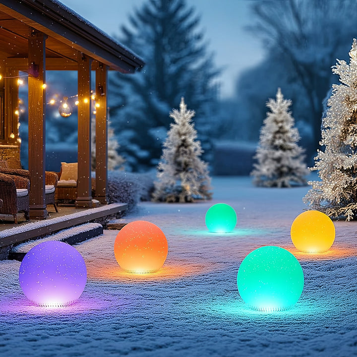Záhradná solárna LED lampa voľne stojace GB167 30x30x63cm gule, plné farby LED