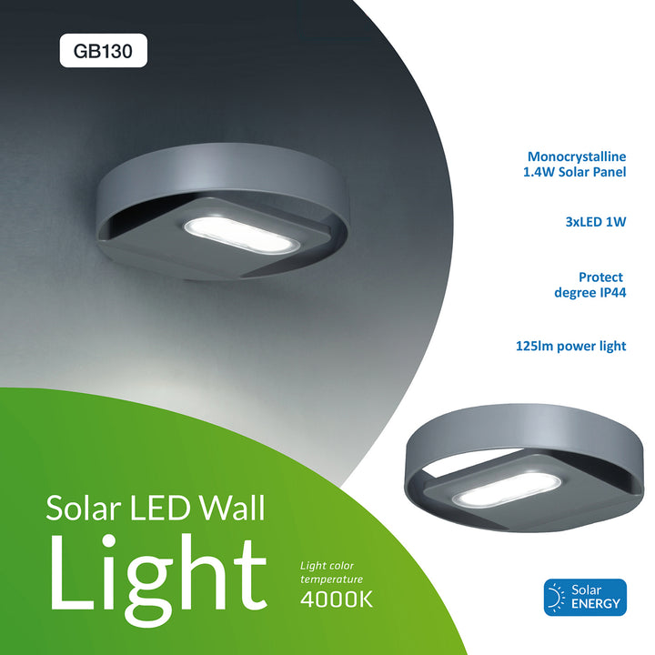 GreenBlue GB130 LED 3W kruhové solárne nástenné svietidlo