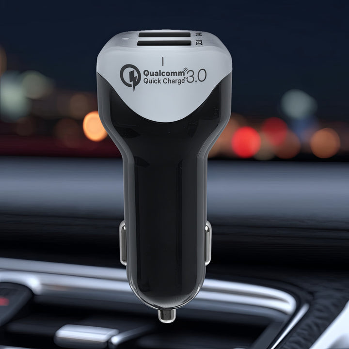 Nabíjačka do auta max4,8A 2xUSB Maclean Energy MCE157 Qualcomm Quick Charge QC 3.0 plus kábel 1,5 m strieborná