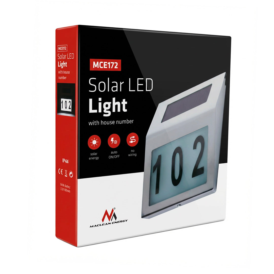 Maclean Energy MCE172 LED solárna lampa s číslom domu