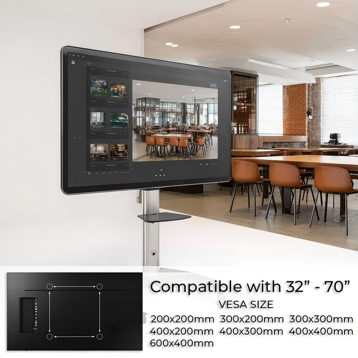 Maclean MC-801 Profesionální LCD TV LED OLED QLED Plazmový televizor Stojan na stojanu max 70 "max. 50 kg VESA 600x400 Výškově nastavitelný