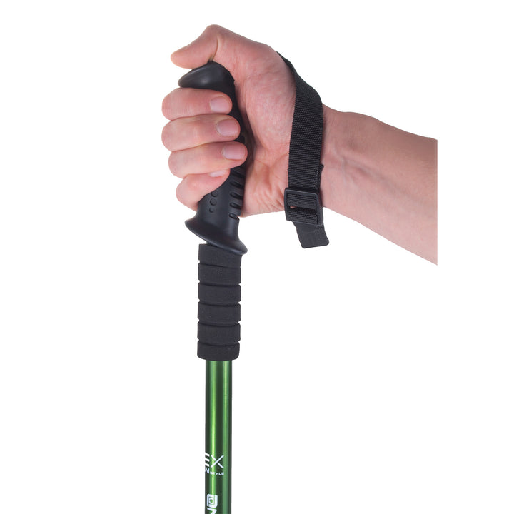 Hliníkové palice na nordic walking, 65–135 cm, teleskopické, zelené