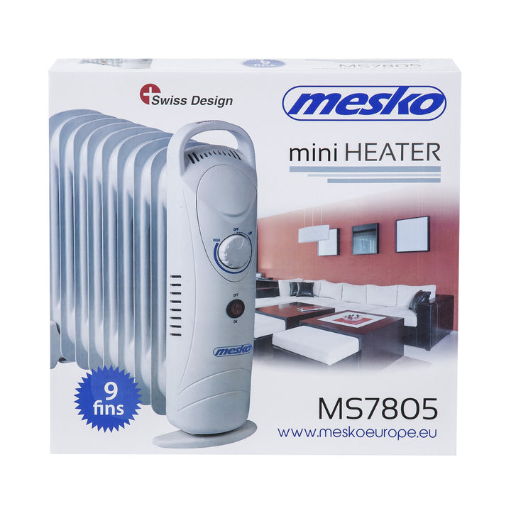 Ohrievač oleja Mesko, 9 rebier, 1000 W, regulácia teploty, sivý, MS 7805