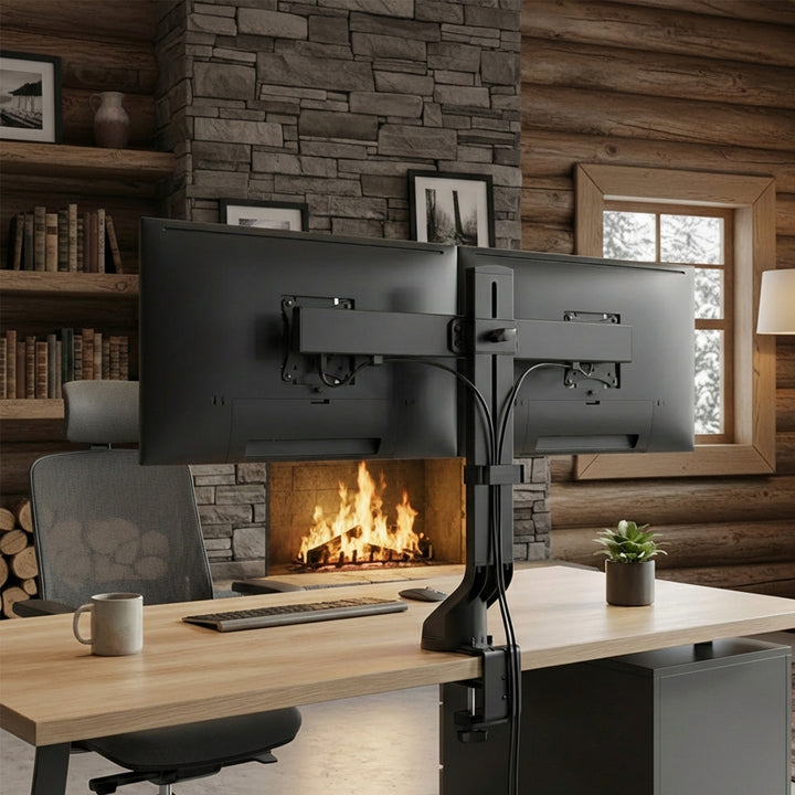 Držiak pre dva monitory / dvojitý monitor 17"-27" 14kg Maclean MC-854 VESA 75x75 100x100 vhodný pre MC-848 a MC-849