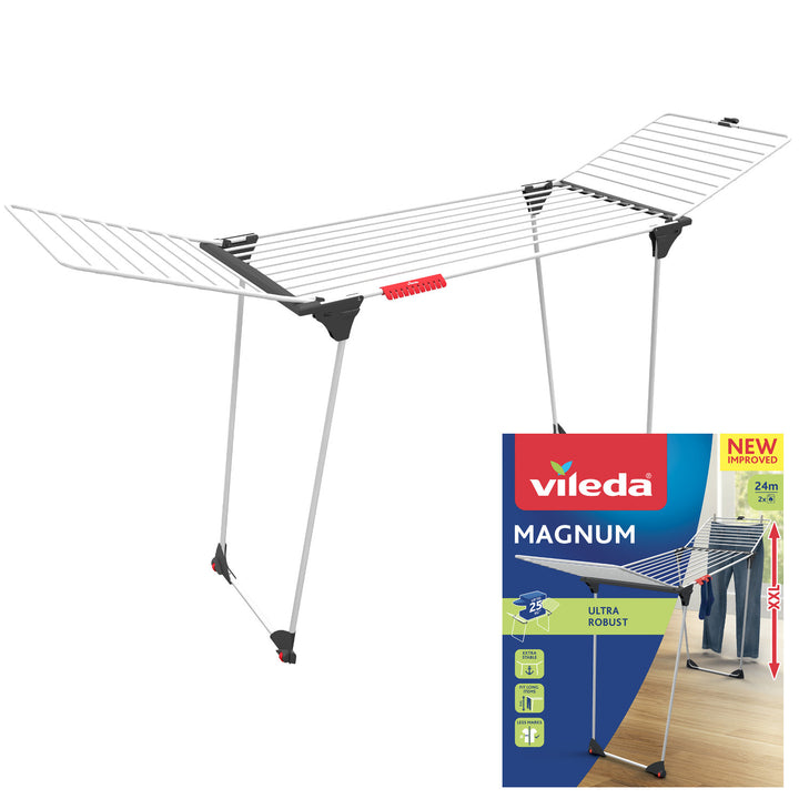 Stojanový sušiak na bielizeň Vileda Magnum s sušiacou plochou 24 m², oceľové laná XXL