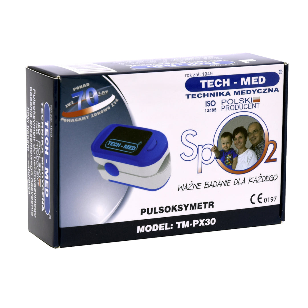 Pulzný oxymeter Tech-Med TM-PX30, modrá farba, OLED displej
