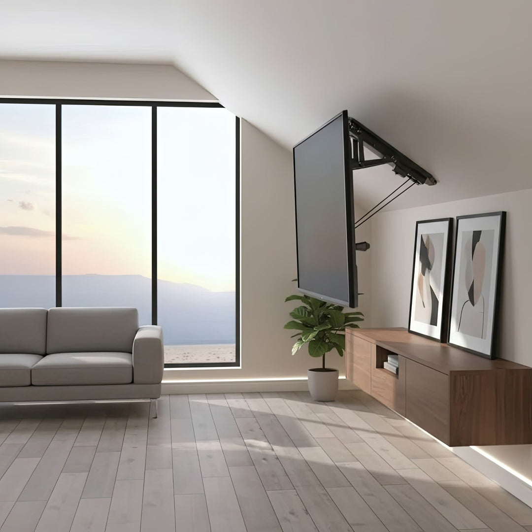 Elektrický stropný držiak pre TV, pre šikmé steny 32"-70" Max. 35 kg diaľkové ovládanie Maclean MC-880 max VESA 600x411