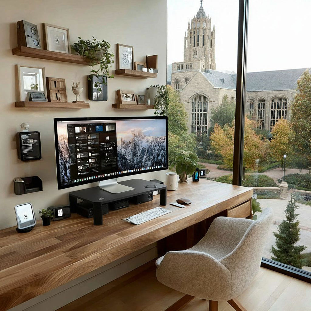 Stojan na monitor Ergo Office, nastaviteľný, s bezdrôtovou nabíjačkou Qi, max. 20 kg, 17-32", ER-415