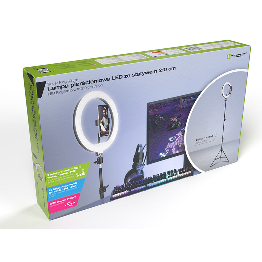 Prstencové svetlo RING 30cm TRACER so statívom 210cm