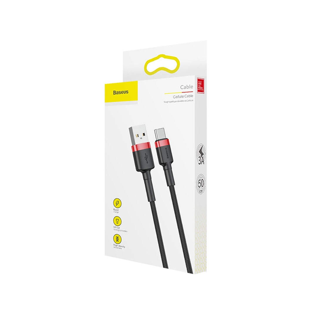 Kábel Baseus, USB typ C, dĺžka 50 cm, 3A, čierny, BASKBK46595