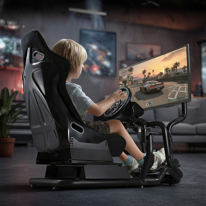 Pretekársky simulátor Kokpit 3 v 1 Sedadlo do 130 kg Držiak radiacej páky Stojan na riadidlá Držiak TV do 50" Max. Vesa 400x200 ...