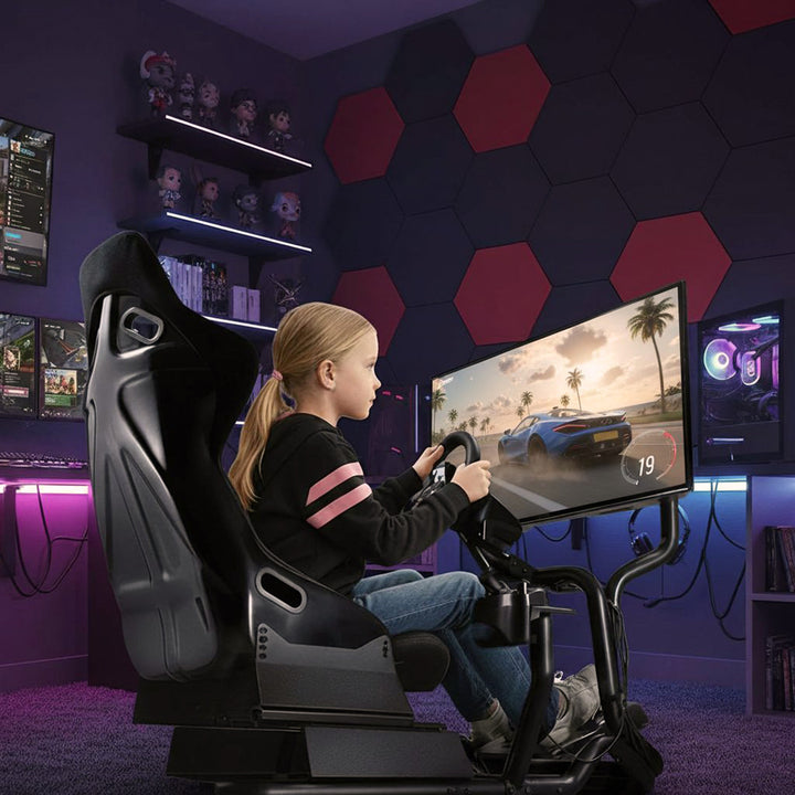 Pretekársky simulátor Kokpit 3 v 1 Sedadlo do 130 kg Držiak radiacej páky Stojan na riadidlá Držiak TV do 50" Max. Vesa 400x200 ...