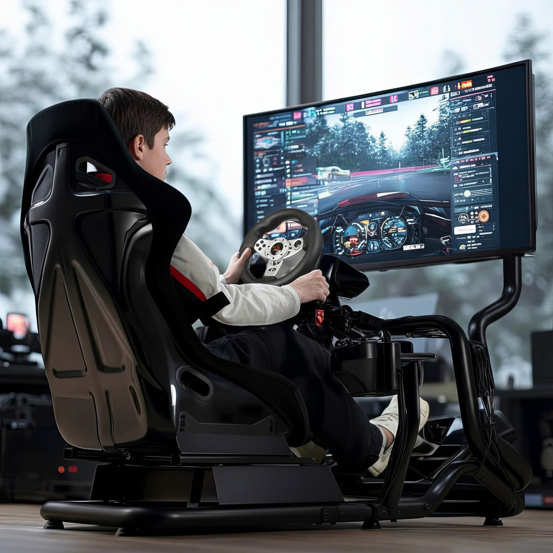 Pretekársky simulátor Kokpit 3 v 1 Sedadlo do 130 kg Držiak radiacej páky Stojan na riadidlá Držiak TV do 50" Max. Vesa 400x200 ...