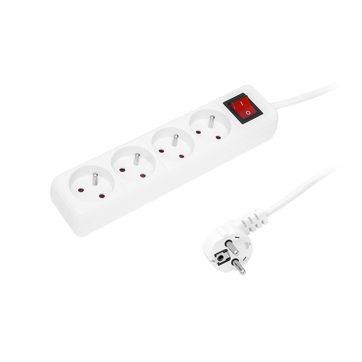 Predlžovací kábel so 4 uzemnenými zásuvkami s vypínačom 1,5 m biely PR-470wsp 3x1,5 mm Blow