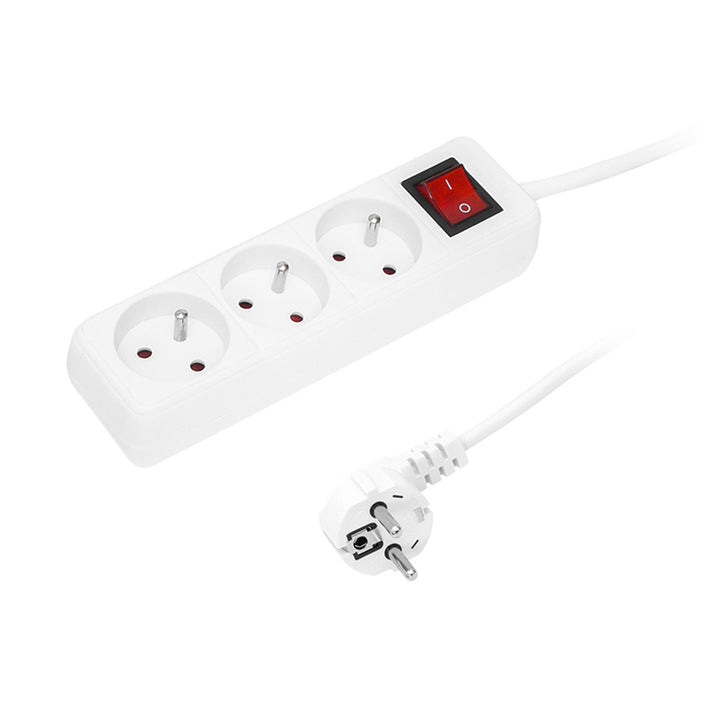Predlžovací kábel s 3 zásuvkami a vypínačom 1,5 m biely PR-370wsp 3x1,5 mm Blow