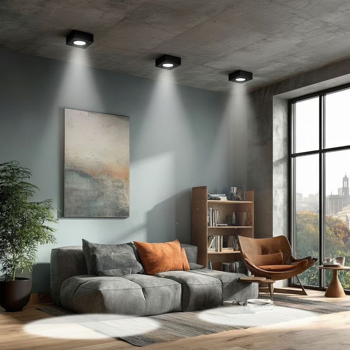 Maclean MCE464B Bodové stropné svietidlo / rám pre vstavané reflektory pre svetelné zdroje MR16 / GU10 max. 35 W IP20 (hranaté, čierne)