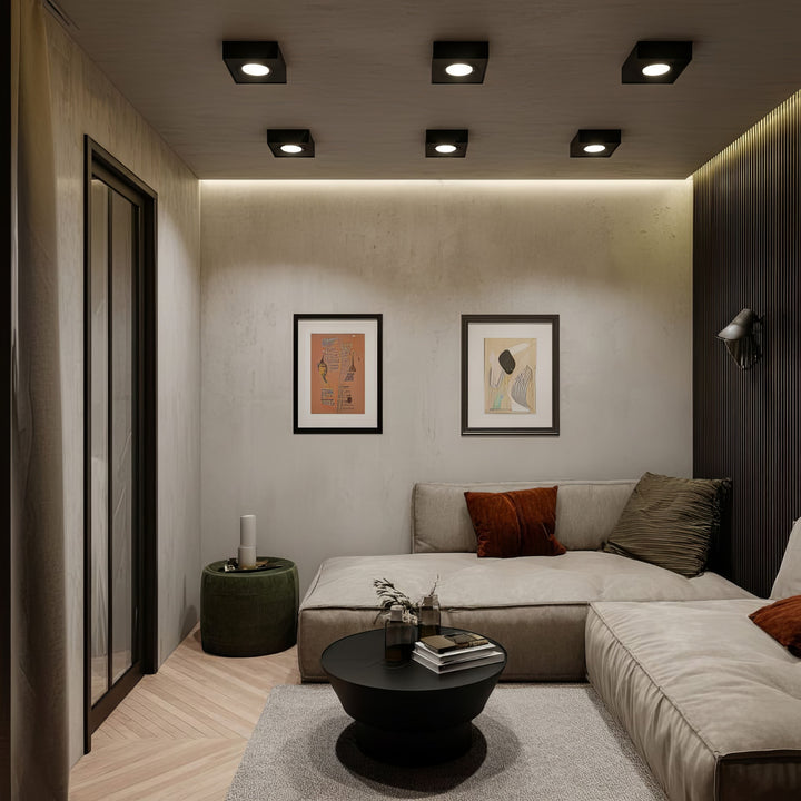 Maclean MCE464B Bodové stropné svietidlo / rám pre vstavané reflektory pre svetelné zdroje MR16 / GU10 max. 35 W IP20 (hranaté, čierne)