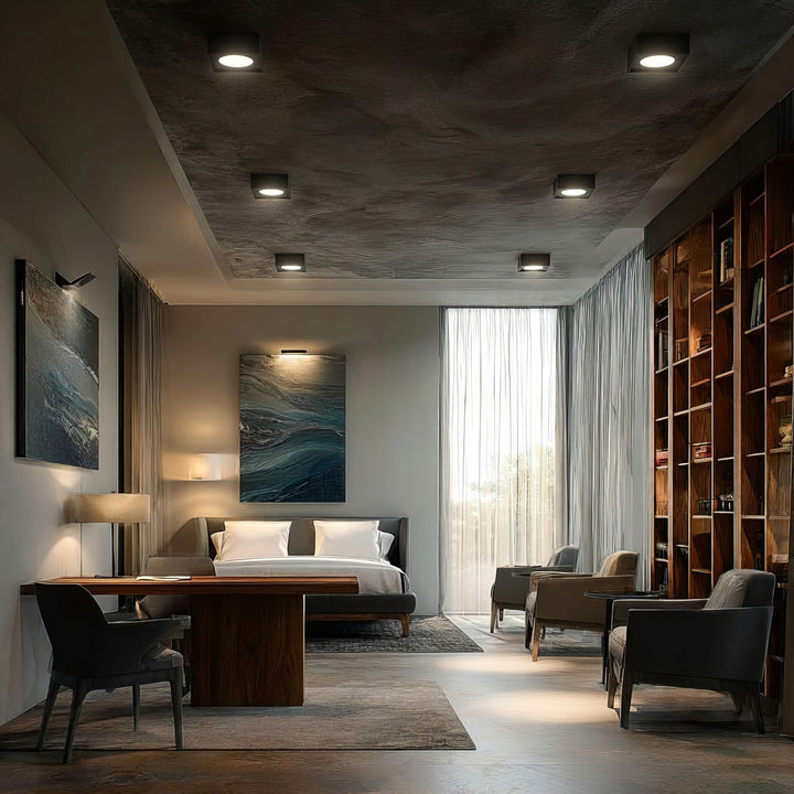 Maclean MCE464B Bodové stropné svietidlo / rám pre vstavané reflektory pre svetelné zdroje MR16 / GU10 max. 35 W IP20 (hranaté, čierne)