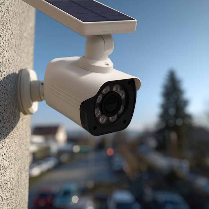 Solárna atrapa kamery, blikajúca LED dióda, snímač pohybu, LED osvetlenie, bezplatná nálepka, SOL1800S