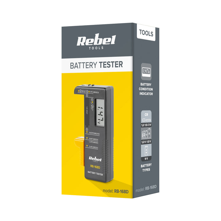 Digitálny tester batérií REBEL 9 V, AAA, AA, C, D, RB-168D