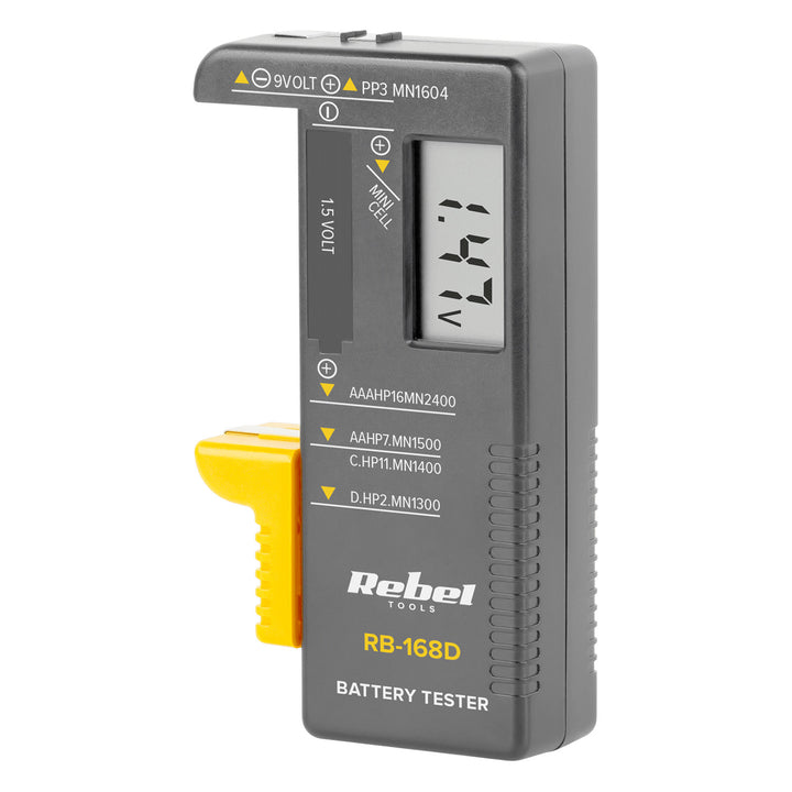Digitálny tester batérií REBEL 9 V, AAA, AA, C, D, RB-168D