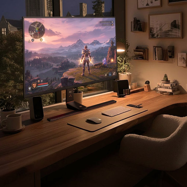 Držiak na herný monitor NanoRS, výškovo nastaviteľný, RGB LED, 32-55", max. VESA 400x400, max. 40 kg, RS167