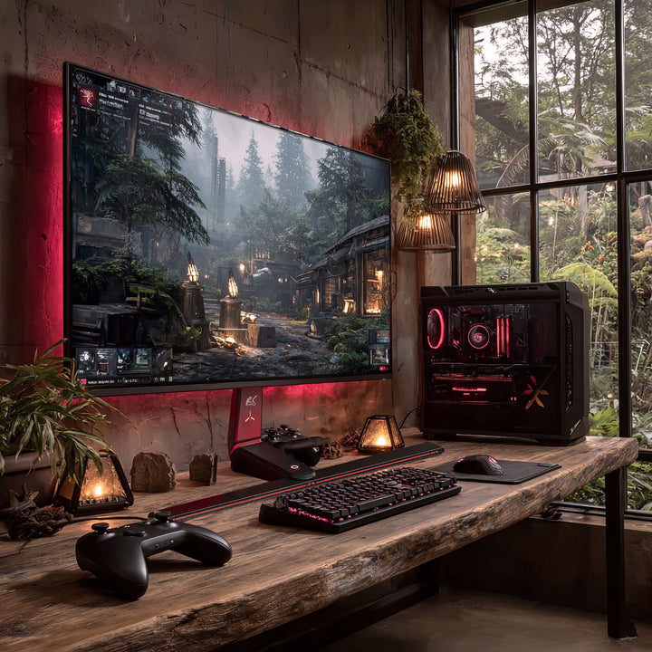 Držiak na herný monitor NanoRS, výškovo nastaviteľný, RGB LED, 32-55", max. VESA 400x400, max. 40 kg, RS167