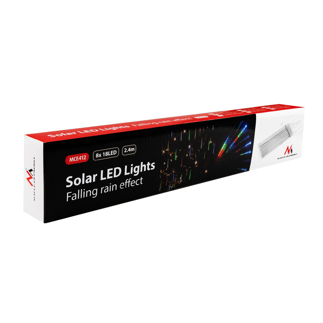 Maclean MCE411 Solárne LED svetlá 2,4 m, 144 LED diód, LED režim, 800mAh Li batéria, padajúce rampúchy