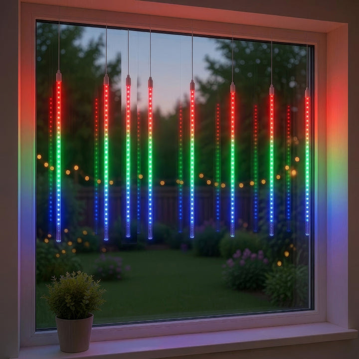 Maclean MCE411 Solárne LED svetlá 2,4 m, 144 LED diód, LED režim, 800mAh Li batéria, padajúce rampúchy