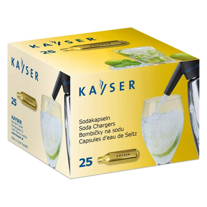 Kartuše CO2 Kayser, pre výrobník sódy Quick Soda Maker, 7,5G, 25 kusov