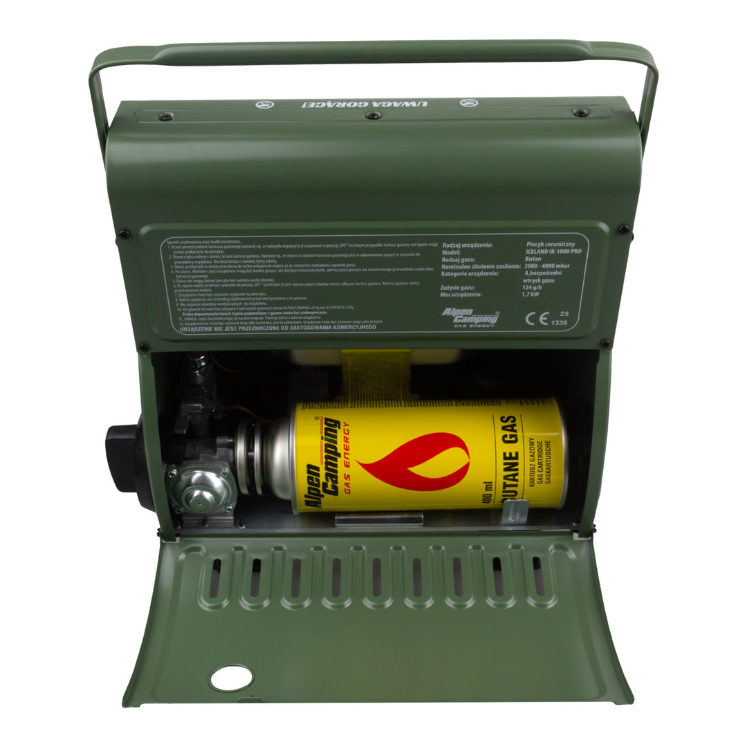 Prenosný plynový ohrievač Alpen Camping, spotreba plynu 124 g/h, piezoelektrické zapaľovanie, IK-1000 PRO, ICELAND