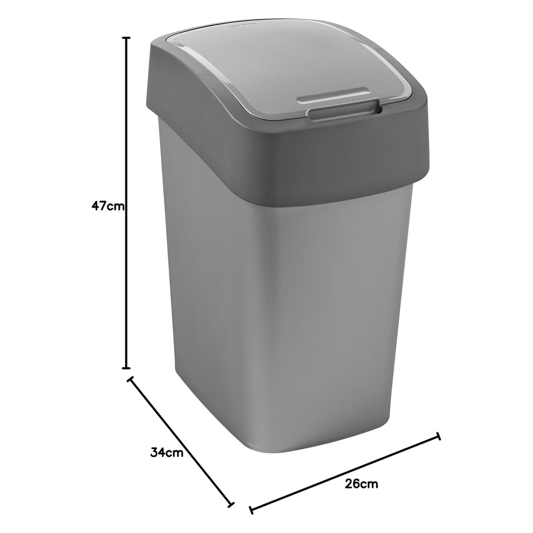 Odpadkový kôš Cuver, triedenie, s vekom, sivý, strieborný rám, 25 l, Flip Bin