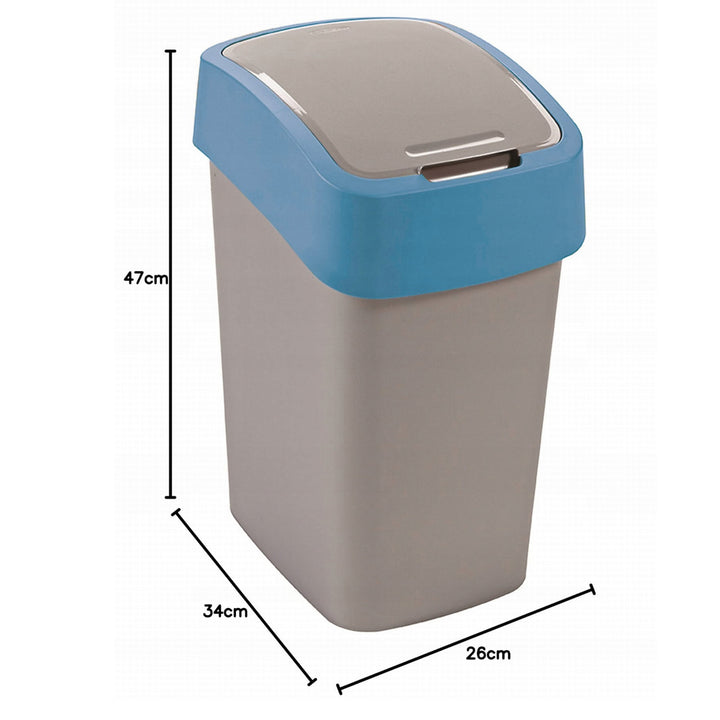 Odpadkový kôš Cuver, triedenie, s vekom, sivý, modrý rám, 25 l, Flip Bin