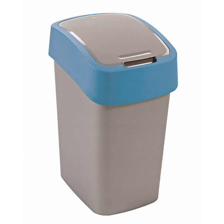 Odpadkový kôš Cuver, triedenie, s vekom, sivý, modrý rám, 25 l, Flip Bin