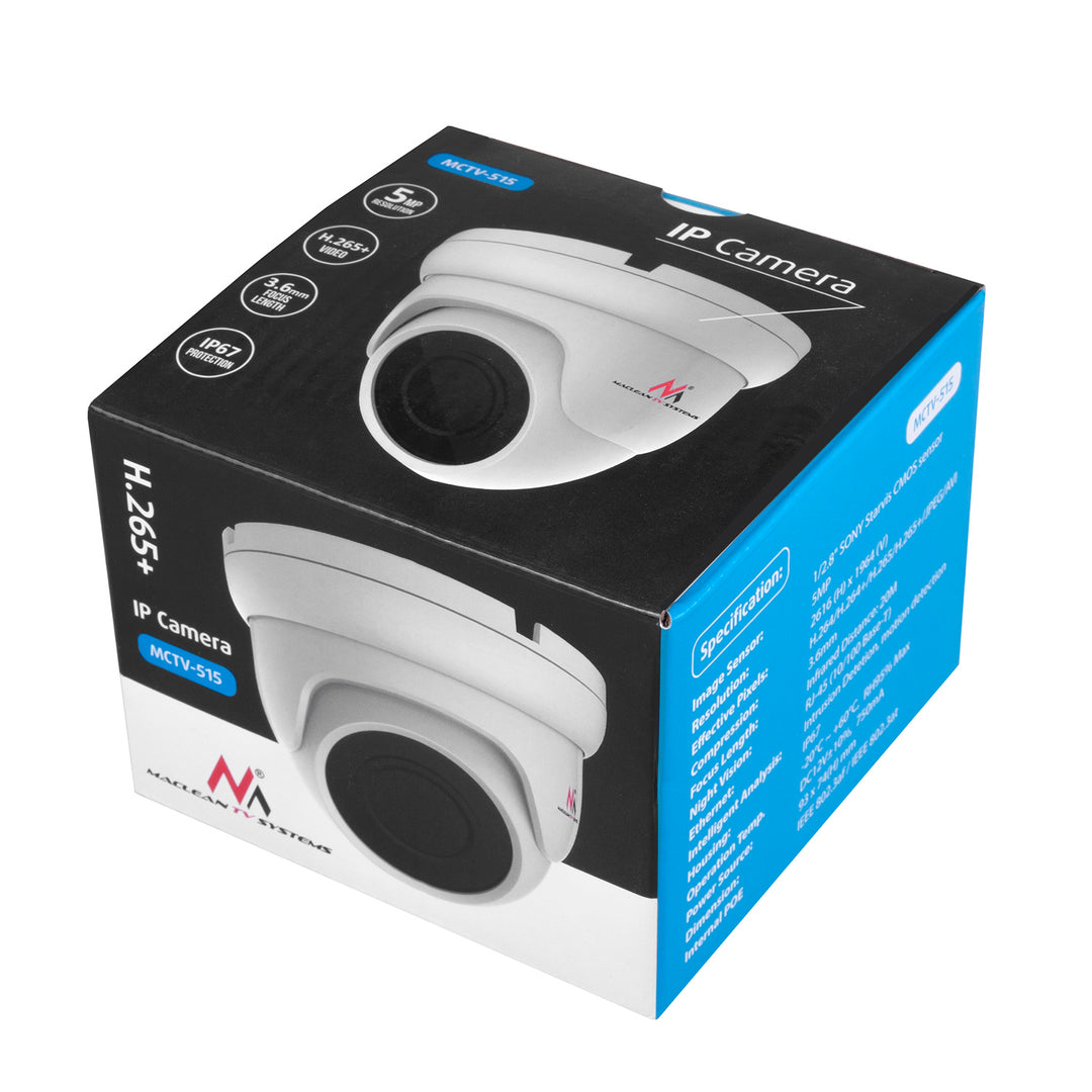 Maclean IPC 5MPx vonkajšia kopulovitá kamera, PoE, CMOS 1/2,8" SONY Starvis IMX335, H.265+, Onvif, MCTV-515