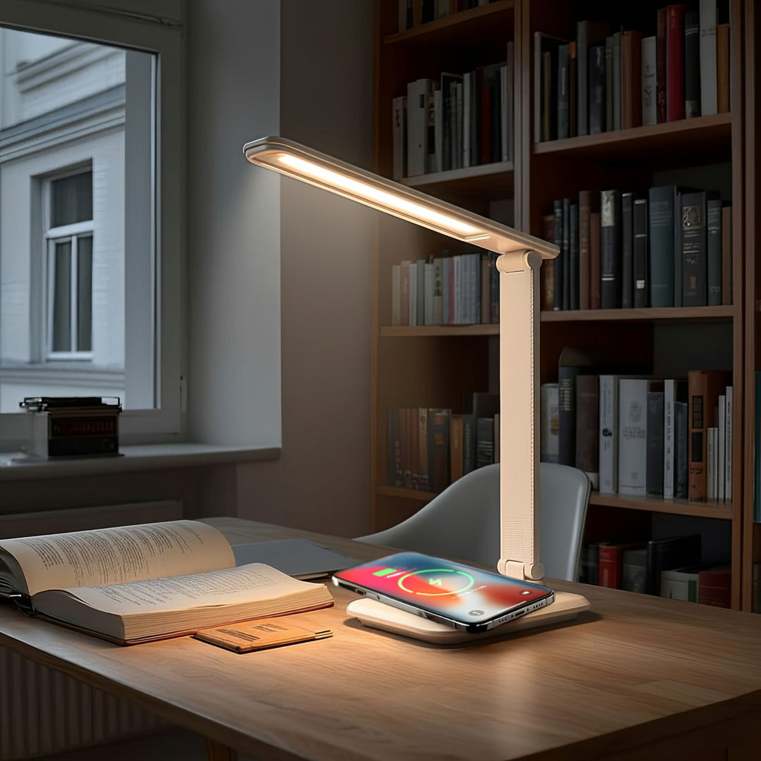 Stmievateľná stolová LED lampa Stolová lampa 9W s indukčnou nabíjačkou Qi