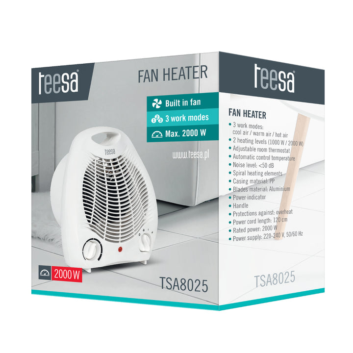 Termoelektrický ventilátor 2000W Teesa TSA8025 3 režimy, nastaviteľný termostat
