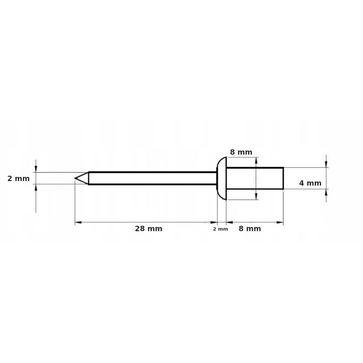 Nity 4x8 - biele (balenie - 100 ks) KOMLET