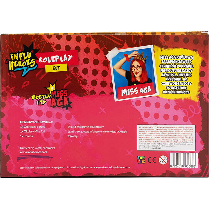 Influ Heroes Miss Aga obliekacia súprava parochňa, korunka, okuliare
