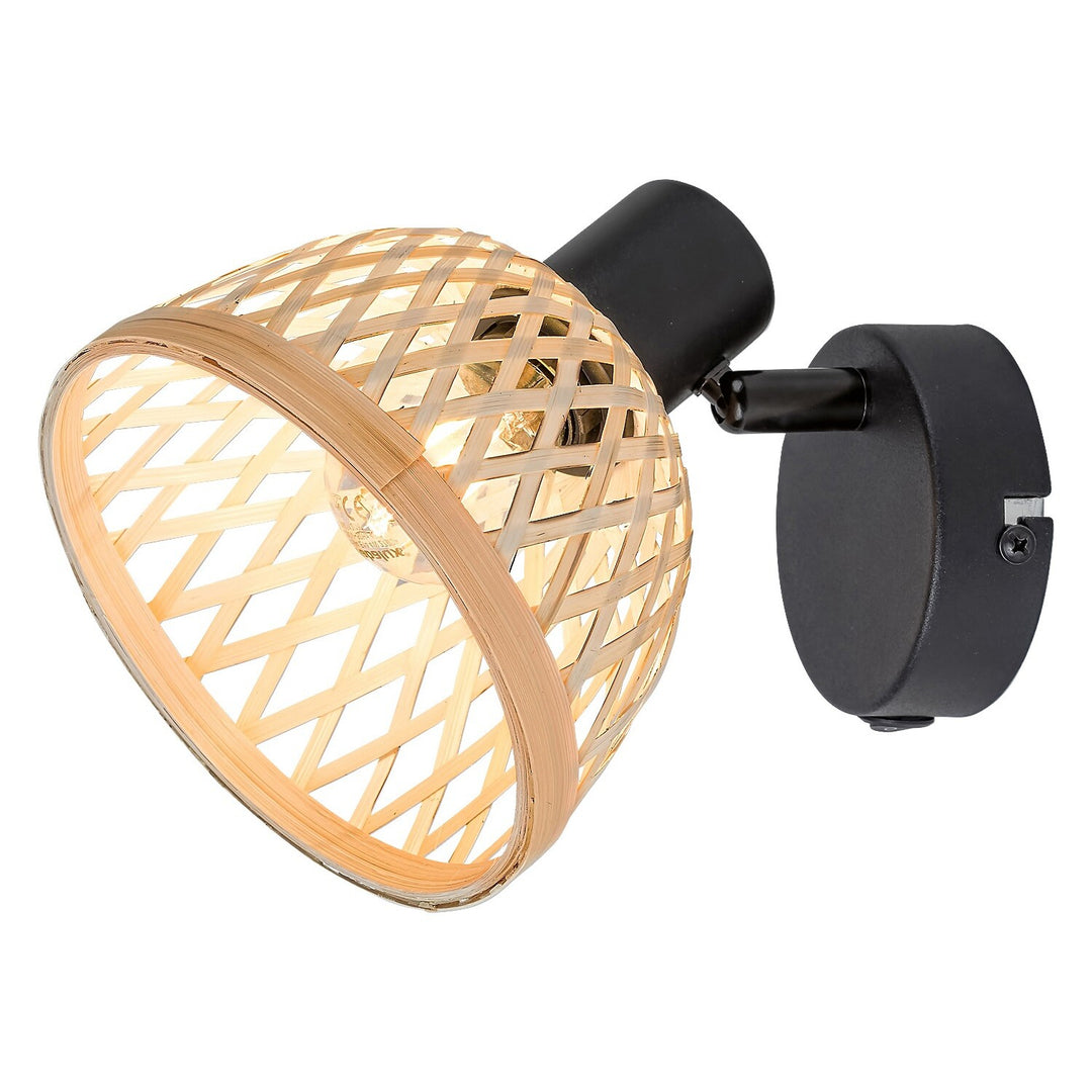 Ratanová lampa, ind.spot.E14 1xMAX15W, čierna - nástenná lampa