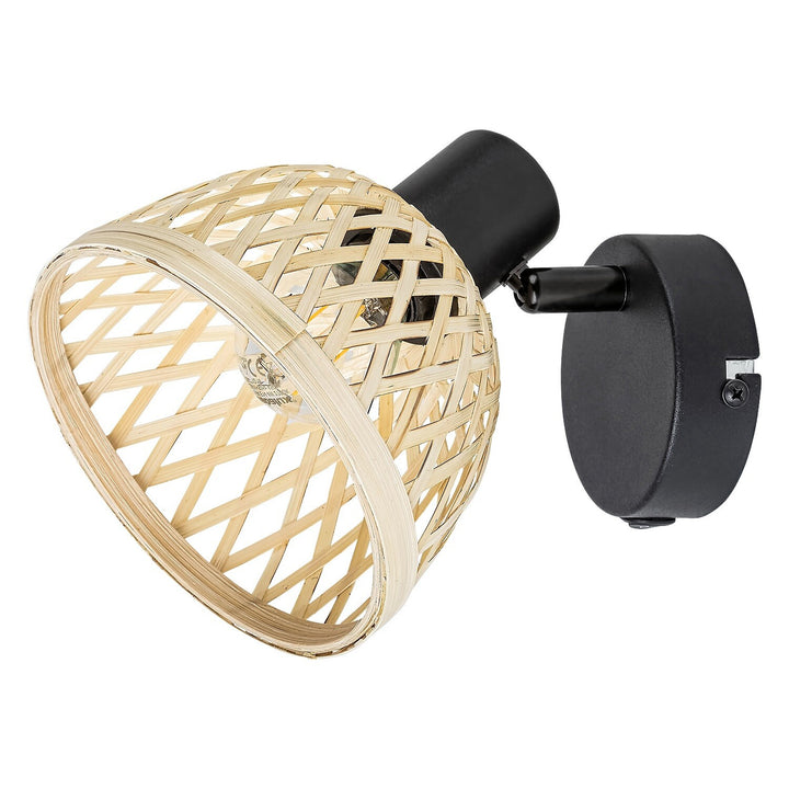 Ratanová lampa, ind.spot.E14 1xMAX15W, čierna - nástenná lampa